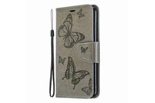 OEM Coque et étui téléphone mobile Oem Etui en cuir motif papillon pour huawei p smart + 2019/ 10i - gris