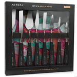 Arteza Palette Knives 8-Pack, Sizes No. 1, 25, 7, 15, 39, 23, 17, 21, Durable Stainless Steel Blade & Break-Resistant Wooden Handle, Painting Knives for Oil & Acrylic Paints