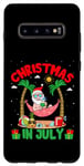Coque pour Galaxy S10+ Summer Christmas in July - Tropical Santa Surfing Hawaiian