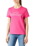 BOSS Womens C Esummer Organic-Cotton Regular-fit T-Shirt with Summery Print Pink