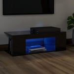 vidaXL tv-skab med LED-lamper 90x39x30 cm sort højglans