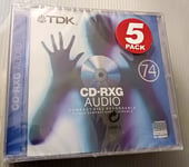 TDK CD-RXG AUDIO 74min Blank CDR Discs, Pack of 5