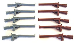 Lego Indiana Jones - western pirates - 10 riffles - riffle - weapon gun - 5 each - brown and dark grey