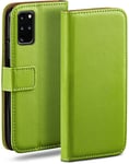 MoEx Flip Case for Samsung Galaxy S20 Plus / 5G, Mobile Phone Case with Card Slot, 360-Degree Flip Case, Book Cover, Vegan Leather, Lime-Green