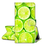 QC-EMART Case for Samsung Galaxy A21s Phone Wallet Cover, Green Lemon Lime PU Leather Flip Case Shockproof Card Pouch Stand Holder Magnetic Women Phone Purse Cover for Samsung Galaxy A21s