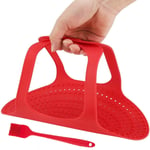 Silicone Turkey Lifter Reusable Heat Resistant Non Stick Chicken Turkey Meat with BBQ Brush Red, Silicone Large Meat Lifter Mat Baking Pan Kitchen Home (Red+ Red Brush)