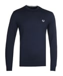 Fred Perry Mens Classic Crew Neck Jumper in Navy - Size Large