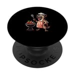 Cartoon Hyena Grill BBQ Chef PopSockets Swappable PopGrip
