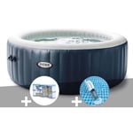 Kit spa gonflable Intex PureSpa Blue Navy rond Bulles 6 places + 6 filtres + Aspirateur