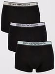 Emporio Armani Bodywear Core Logoband 3 Pack Trunks - Black, Black, Size S, Men