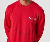 New Era NBA Chicago Bulls Washed Red Graphic Crewneck Sweatshirt Jumper XL