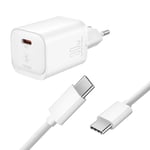 SiGN Extreme -pikalaturi Samsung S20/S21/S22/S23/Ultra/Plus/FE 20 W USB-C virtalähde + kaapeli 2 m, 30 W - valkoinen