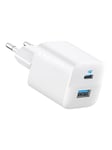 Anker 323 Charger 33W 1x USB-A 1x USB-C Power Adapter - White
