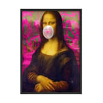 Nordic Style Mona Lisa Blowing White Bubble Gum Poster Wall Art Canvas Prints Mona Lisa Paintings Picture Living Room Modern Home Decor 30x40cm/Unframed Art