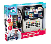 Infini Fun - Mon Premier kit de télétravail - Téléphone, Ordinateur et Casque pour Faire des visioconférences comme Les Grands ! Jeux d'imitation Multi-apprentissages pour Enfant dès 2 Ans