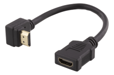 HDMI-förlängningskabel, vinklad upp, ha-ho, max 3840x2160@30Hz, 0,2 meter, svart