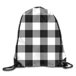 EU Square Tartan Check Lumberjack Plaid Drawstring Backpack for Kids Summer Beach Travel String Sack Bag