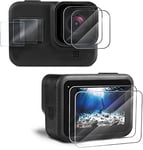 6 Pcs Protecteur d'Ecran Compatible avec GoPro Hero 8 Film de Protection d'Ecran en Verre Trempé Amélioré Film en Verre Trempé pour Objectif avec Capuchon d'Objectif Accessoires pour GoPro 8