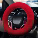(Röd) Fluffy Rattmuff Skydd Päls Bil Rattmuff Skydd，Fu