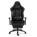 FTFTO Home Accessories Office Chair Ergonomic Game Chair Home Office Computer Chair with Pedal Tilt Adjustment PU Swivel Chair (Black)