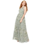 Anaya with Love Women's Maxi Dress Ladies Sleeveless V-Neck Wrap Tulle Waistband A-line Keyhole Back Bridesmaid Wedding Guest Prom, Sage Green Floral, 16