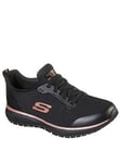 Skechers Squad Sr Slip On Athletic Slip Resistant Trainers - Black, Black, Size 5, Women