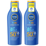 2x Nivea Sun Kids - Protect & Care SPF 50+ Sun Cream | 5in1 Protection - 200ml