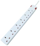 Eagle 6 Gang Surge Protected Extension Lead with Neon Indicator In White (5 Metre)