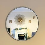 Darthome Ltd Industrial Silver Gold Round Frame Home Bathroom Glass Wall Vanity Mirror Large 50cm x 50cm (Silver)