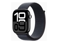 Apple Watch Series 10 (Gps + Cellular) - 46 Mm - Jet Black Aluminium - Smart Klocka Med Sportögla - Mjukt Nylon I Dubbla Lager - Bläck - Handledsstorlek: 130-200 Mm - 64 Gb - Lte, Wi-Fi 4, Uwb, Bluetooth - 4G - 35.3 G