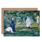 Edouard Manet A Game Of Croquet Fine Art Greeting Card Plus Envelope Blank Inside