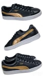 PUMA Women's Black / Gold Basket Classic Trainers Size UK 6 / EUR 39 363583 02