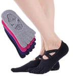 Women Non-slip Yoga Socks With Grip For Pilates Ballet Dance Gym Black One Size