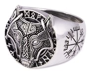 Northern Viking Jewelry Guardian Wolf ring NVJ-H-SO022_19mm