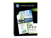 HP 920XL Officejet Value Pack - 1 - jaune, cyan, magenta - A4 (210 x 297 mm) - 180 g/m? - 50 feuille(s) cartouche imprimante/kit papier - pour Officejet 6000, 6000 E609a, 6500, 6500 E709a, 6500A...