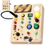 Montessori Busy Board för Småbarn, 27 LED-lampor Montessori Leksaker för 1-6 År Gamla, Trä Sensorisk Leksak för Pojkar & Flickor Gåvor