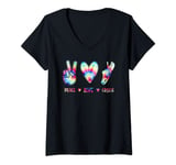 Womens Peace Love Crocs Funny Gift for Family Xmas Pyjama V-Neck T-Shirt