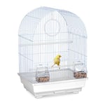 Relaxdays Cage à Oiseaux, canaris, perruches, avec perchoirs, balançoire & mangeoires, HLP 49,5 x 34,5 x 31 cm, Blanc