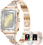 Montre Connectée Femme Avec Appel Diamond, 1.29""Écran Tactile Smartwatch,19 Sports Santé Féminine Sommeil Fréquence Cardiaque Spo2 Calorie Assistant Vocal, Étanche Smartwatch Femme Pour Android Ios