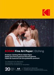KODAK Fine Art Paper / Etching - Pack de 20 feuilles de papier photo haut de gamme texturé - Format 21 x 29.7 cm (A4) - Finition mate effet gravure - 210 gsm - Compatible toute imprimante jet d'encre