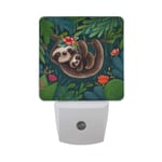 Moyyo Cute Sloths with Flowers Night Light Plug in LED Dusk to Dawn Sensor Soft Night Light Lamp Wall Lights Decorative Home Indoor Bedroom Kitchen Toilet Hallway for Kids Children