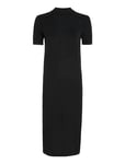 Merino Wool Mock-Nk Knee Dress Knälång Klänning Black Calvin Klein