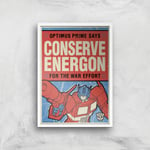 Transformers Conserve Energon Poster Art Print - A4 - White Frame