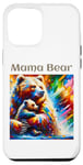 Coque pour iPhone 13 Pro Max Art animalier coloré de maman ours et de son petit