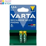 2 VARTA Recharge Battery Phone Batteries AAA LR03 800mAh Nimh 2BL HR03 1.2V New