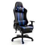 Svita - Chaise gaming Chaise de bureau Chaise pivotante repose-pieds ergonomique noir bleu