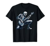 Rock And Roll Graphic Band Tees Skeleton Playing Guitar T-Shirt