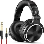 Wired Over Ear Headphones Studio Monitor & Mixing DJ Stereo Headsets with 50mm Neodymium Drivers and 1/4 to 3.5mm Audio Jack for AMP Computer Recording Phone Piano Guitar Laptop - Black