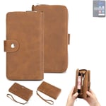 2in1 protection case for Doro 8200 wallet brown cover pouch
