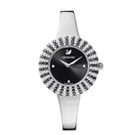 Swarovski Crystal Rose klocka, svart, metallarmband, rostfritt stål, för kvinnor 5484076